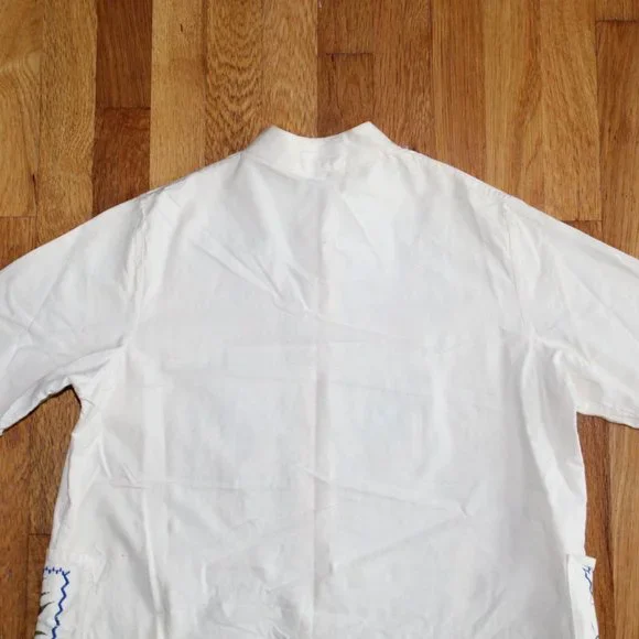 Vintage Handmade Mexican Embroidered Button Up Tunic Shirt Unisex S/M